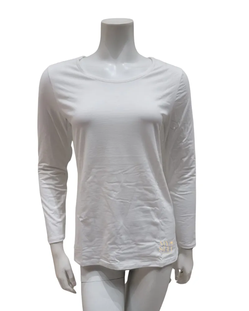 15075 #001 White Long Sleeve Natural Comfort Cotton Undershirt