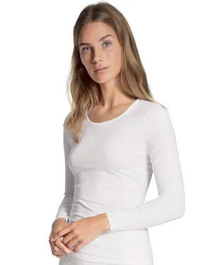 15075 #001 White Long Sleeve Natural Comfort Cotton Undershirt
