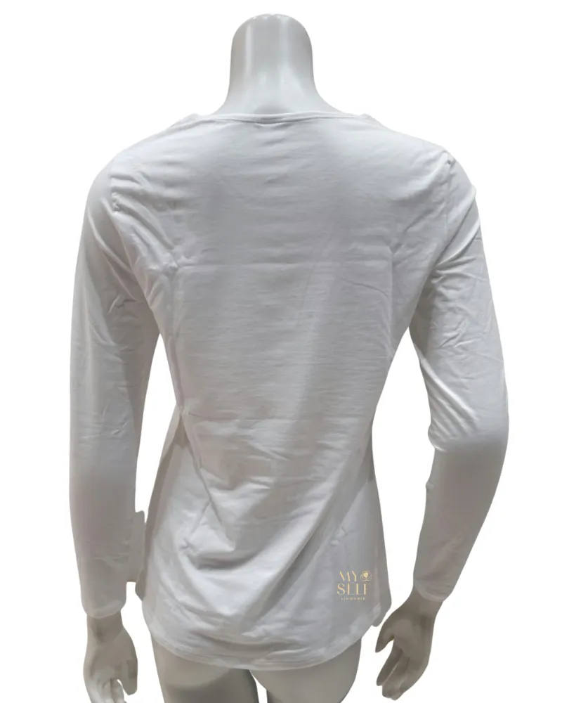 15075 #001 White Long Sleeve Natural Comfort Cotton Undershirt