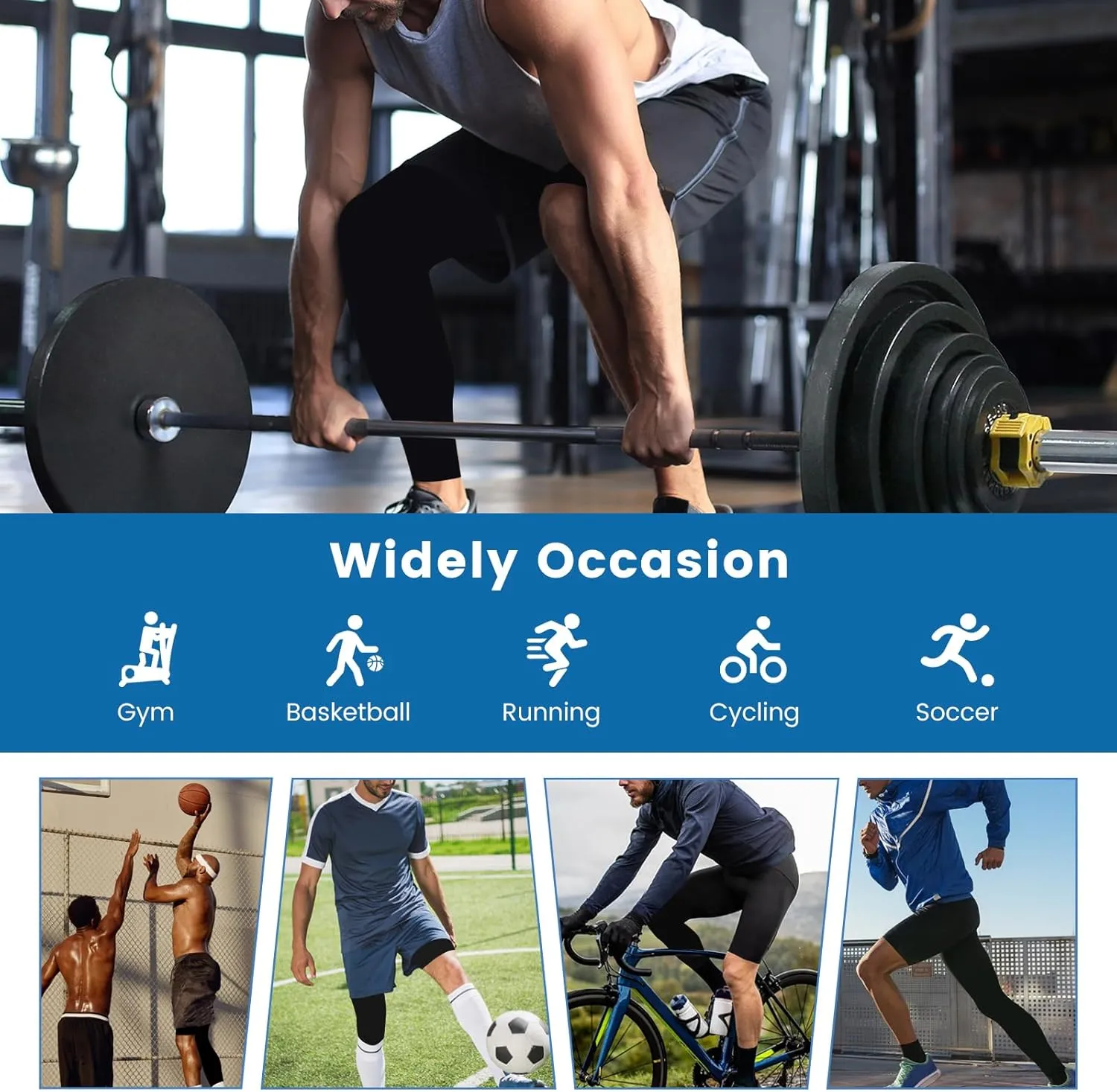 2 Pack Men's Compression Pants Single Leg Tight Sports Long Pants with Pockets for Basketball Base Layer Leggings