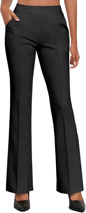 Agenlulu Womens Dress Pants Elastic High Waisted Stretch Bootcut Business Casual Pants Pull on Office Work Slacks