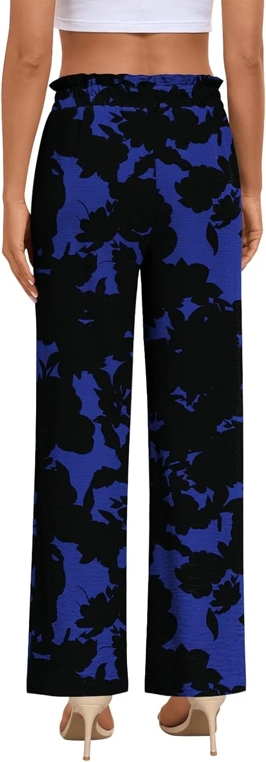 Anymeet Womens Cute Pants Wide Leg Casual Loose Fit High Waist Lounge Pants with Pockets