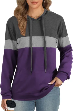 AURUZA Hoodies for Women with Pocket, Long Sleeve Sweatshirt Women Pullover, Causal Loose Fit Pullover Tunic Top Fall Clothes