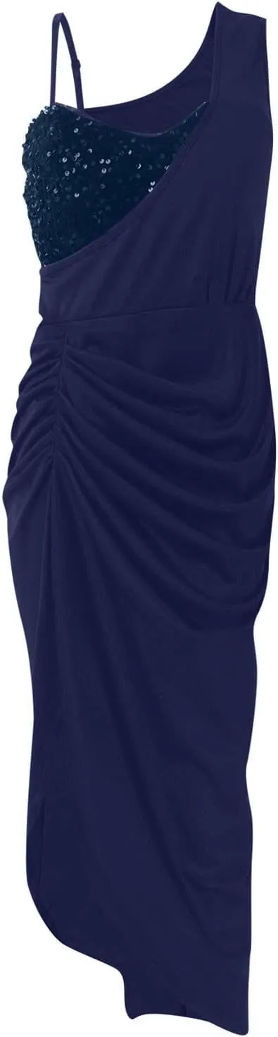 BAXLIMEK Cocktail Dresses for Women,2024 Summer Elegant Sexy Bodycon Wedding Guest Dress,Trendy Irregular Hem Party Dress