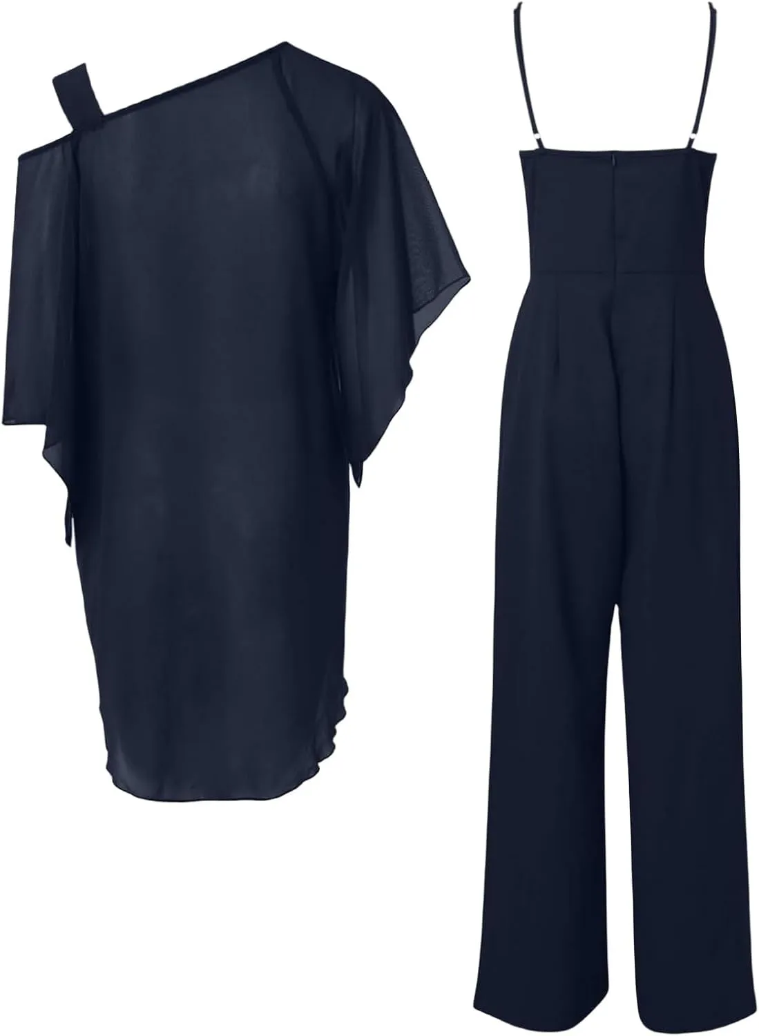 Bengbobar Pant Suits for Women Dressy 2 Piece Outfits Dressy Pant Suits Wedding Casual Chiffon Wide Leg Pant Jumpsuit Sets