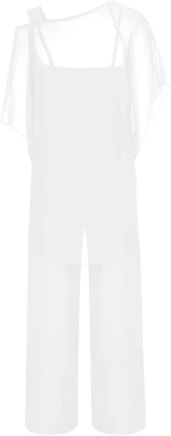 Bengbobar Pant Suits for Women Dressy 2 Piece Outfits Dressy Pant Suits Wedding Casual Chiffon Wide Leg Pant Jumpsuit Sets