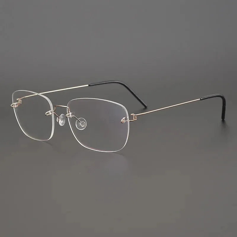 Black Mask Unisex Rimless Square Screwless Titanium Eyeglasses Ld100