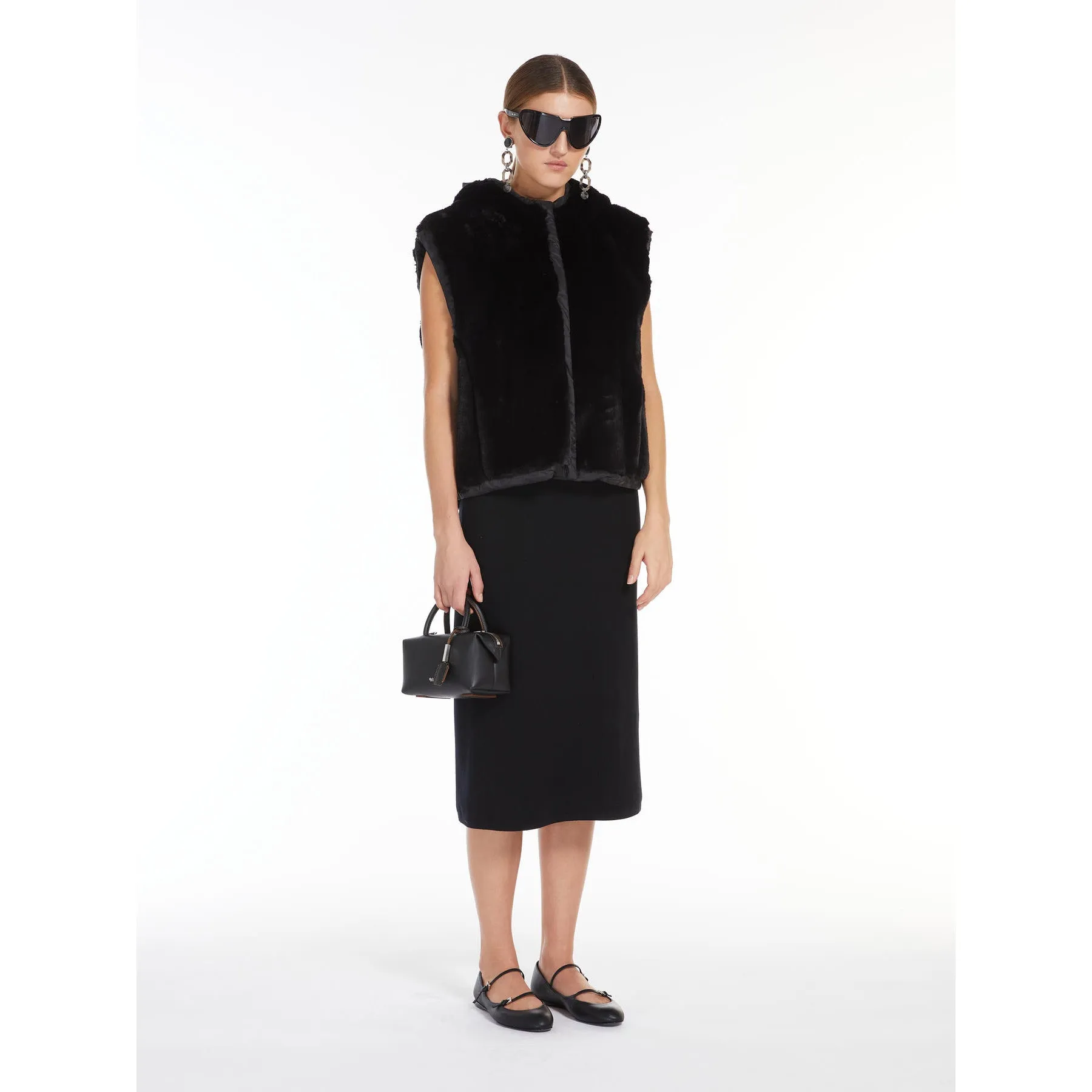 black reversible short waistcoat