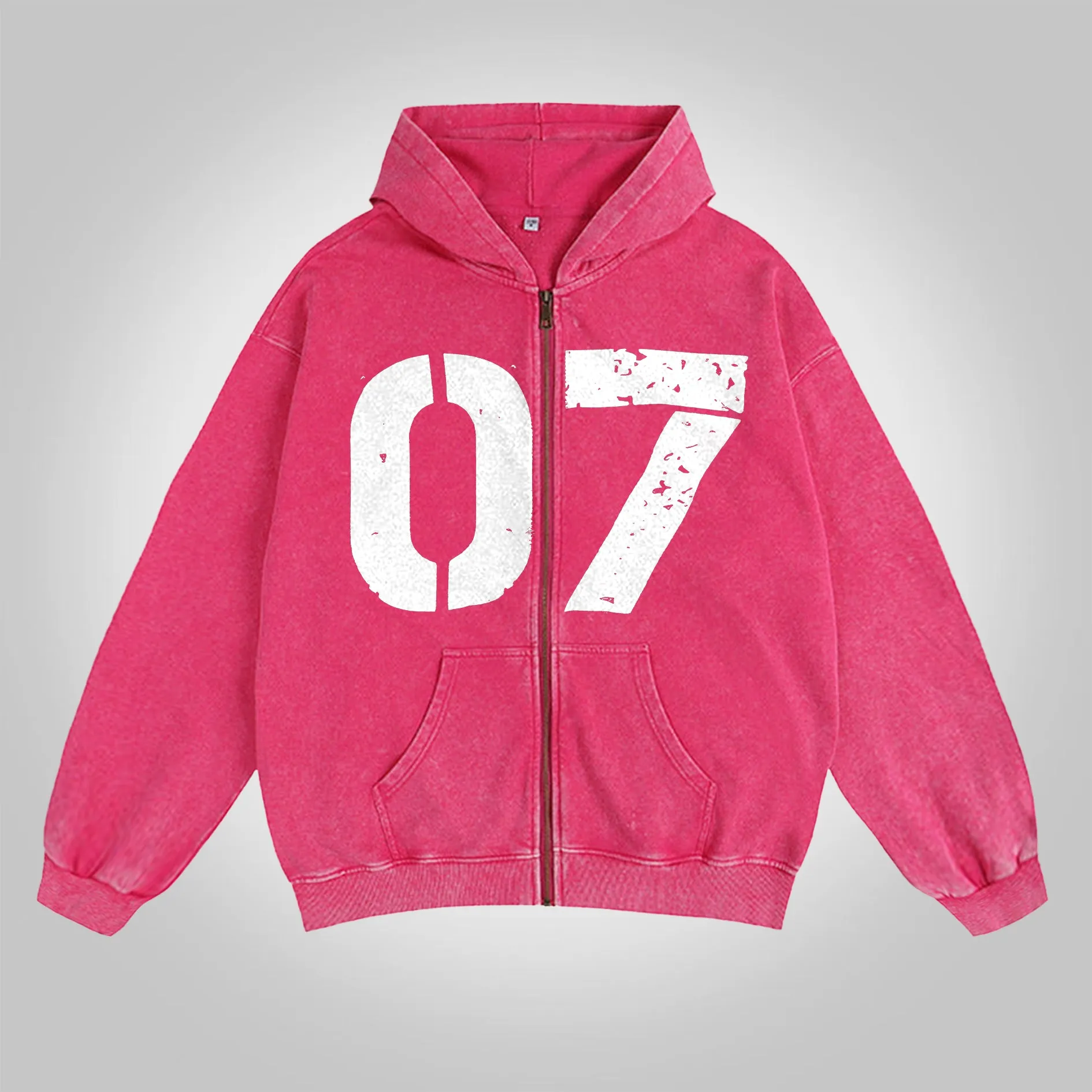 Blavra 07 Perfect Print Washed Cotton Zip-Up Hoodie