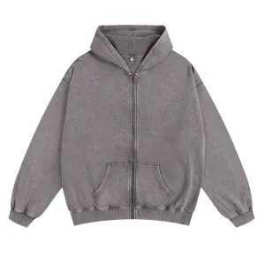 Blavra Essential Washed Cotton Zip-Up Hoodie