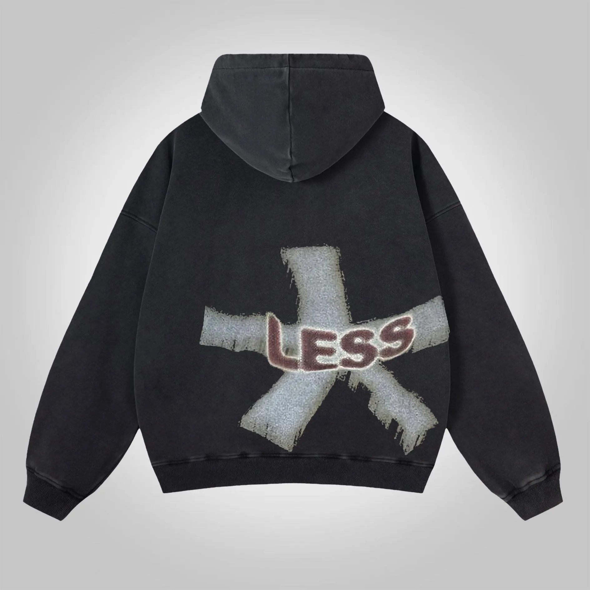 Blavra Men's Emotion Less Portrait Graphic Washed Zip-Up Hoodie