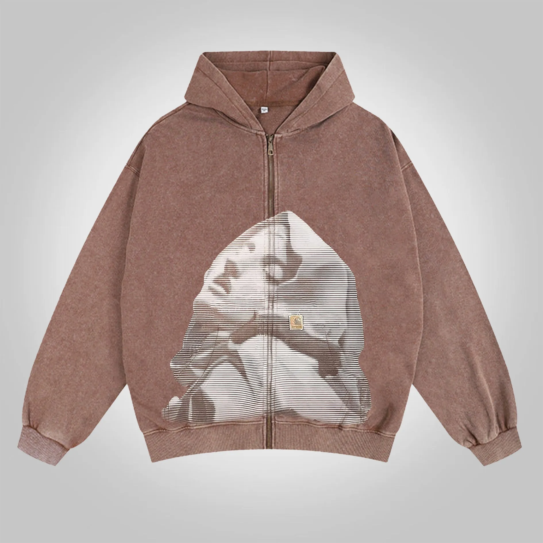 Blavra Vintage Mater Dei Graphic Acid Washed Oversized Zip-Up Hoodie