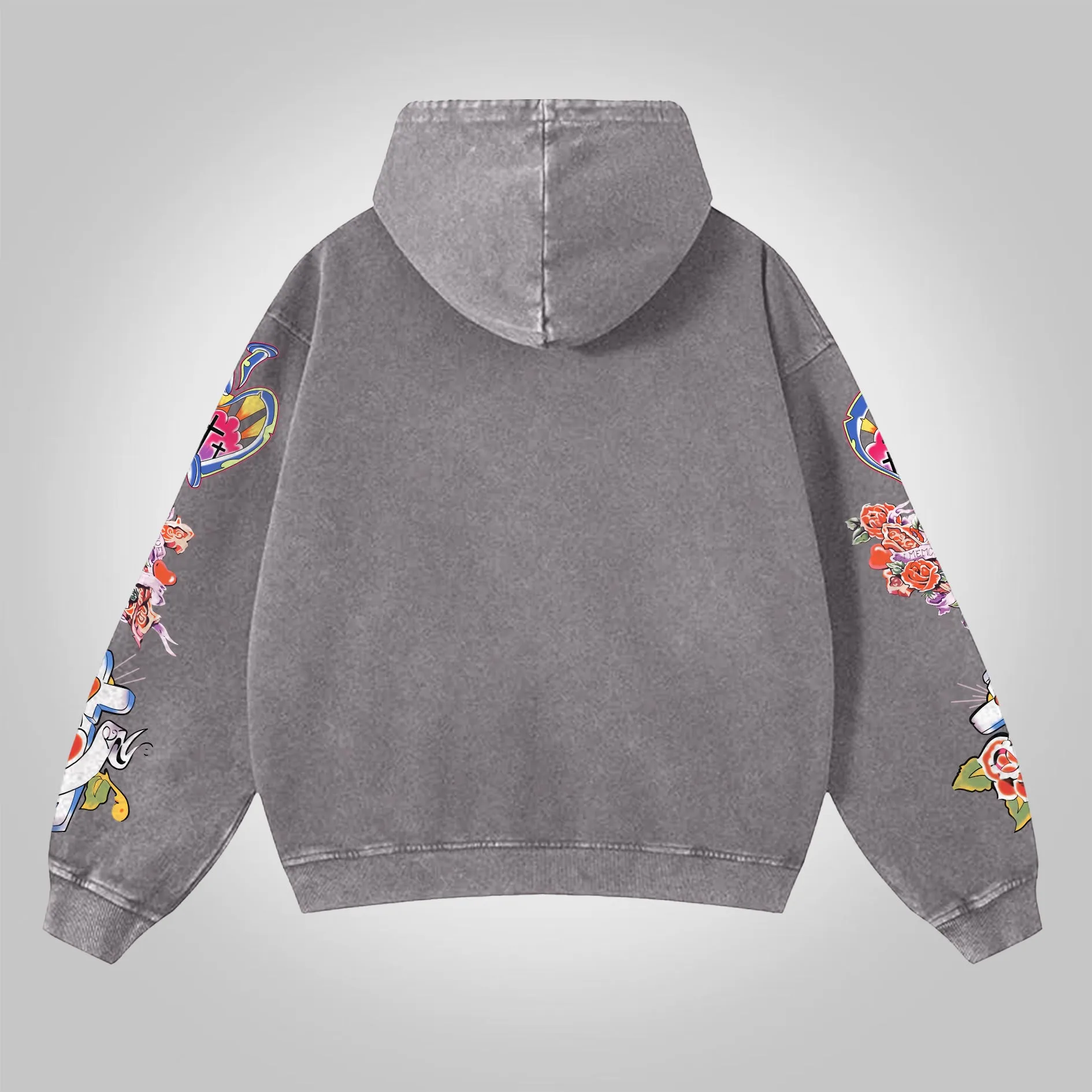 Blavra Vintage Risen King Graphic Washed Zip-Up Hoodie