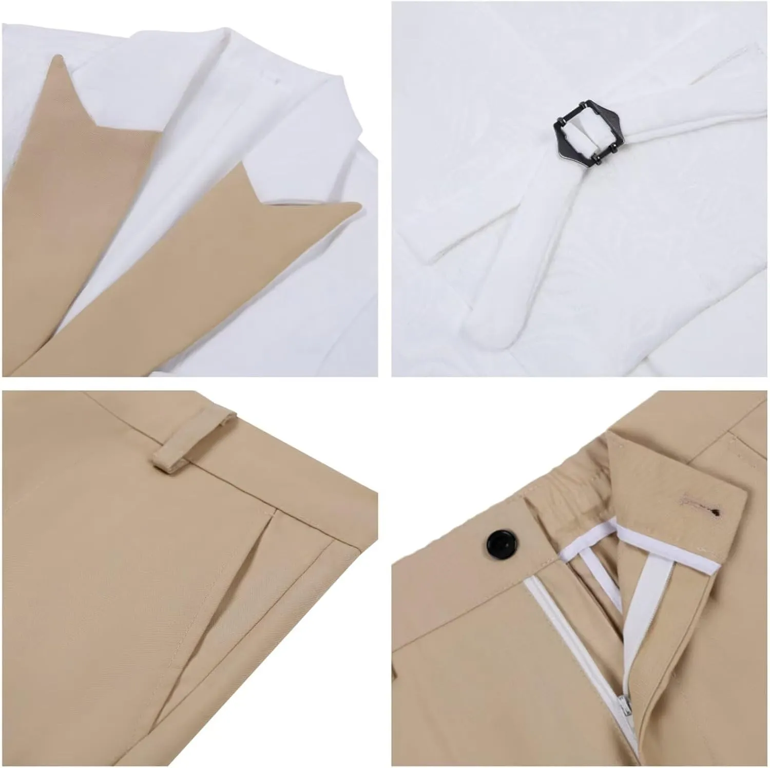 Boys Suit 3 Piece Slim Fit Tuxedo Suits for Boys Formal Wedding Suit Jacquard Blazer Vest Pants Set for Dinner Party Prom