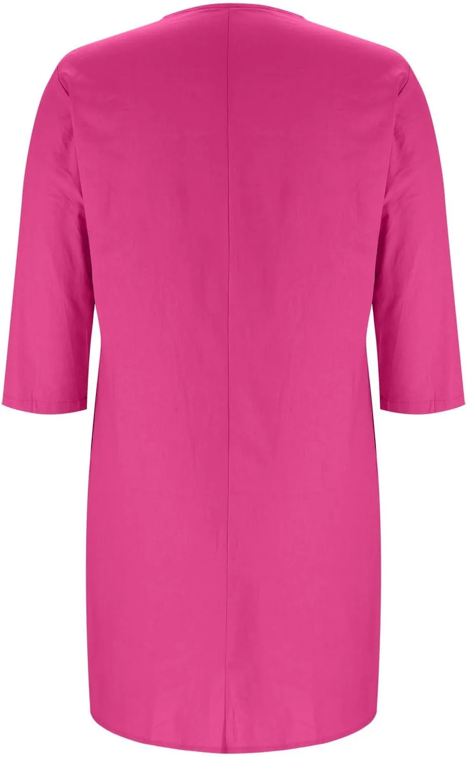Casual Linen Midi Shirt Dresses for Women Summer V Neck Button Down 3/4 Sleeve Flowy Side Split Hem Beach Sundress