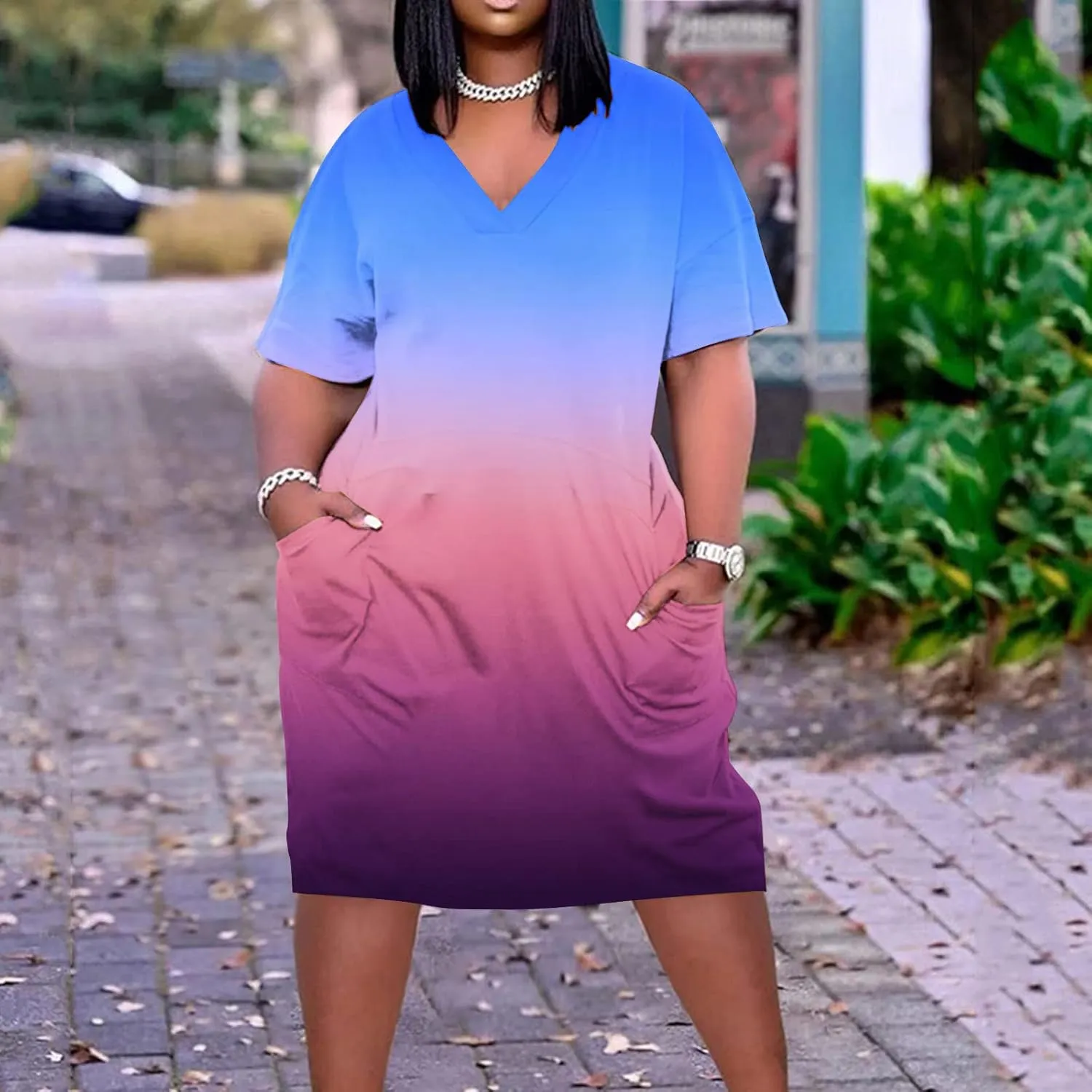 Ceboyel Women Plus Size Summer Dress Aztec Tshirt Dress Short Sleeve Western Dresses Trendy Beach Outfits with Pockets 2023
