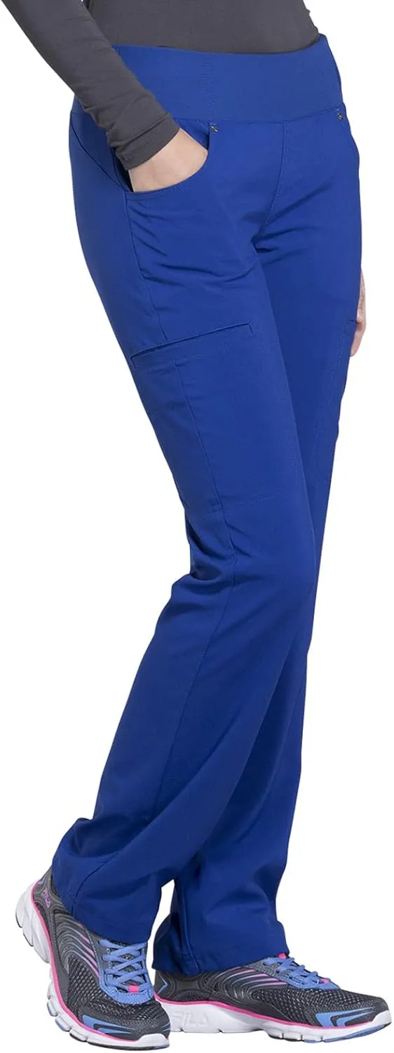 Cherokee Scrubs for Women Mid Rise Straight Leg Scrub Pants For Women Pull-on Bottoms with 6 Pockets & 360 Stretch - CK002