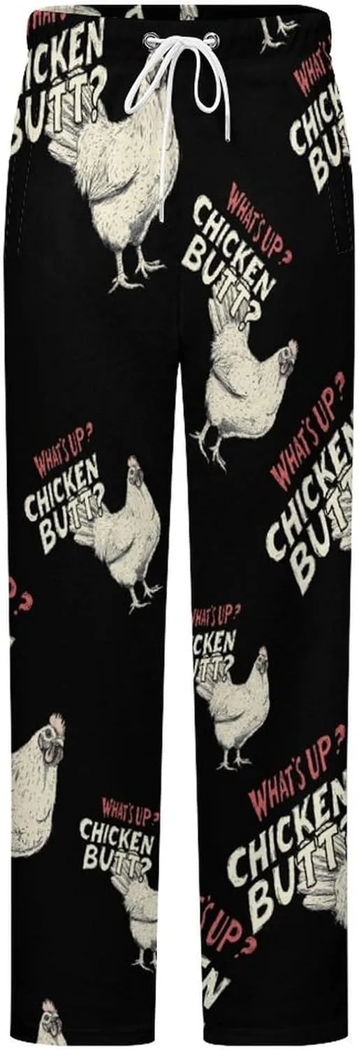 Chicken Hen What Womens Flannel Pajama Pants Long Length Sleep Lounge Pants with Drawstring Belt Loungewear