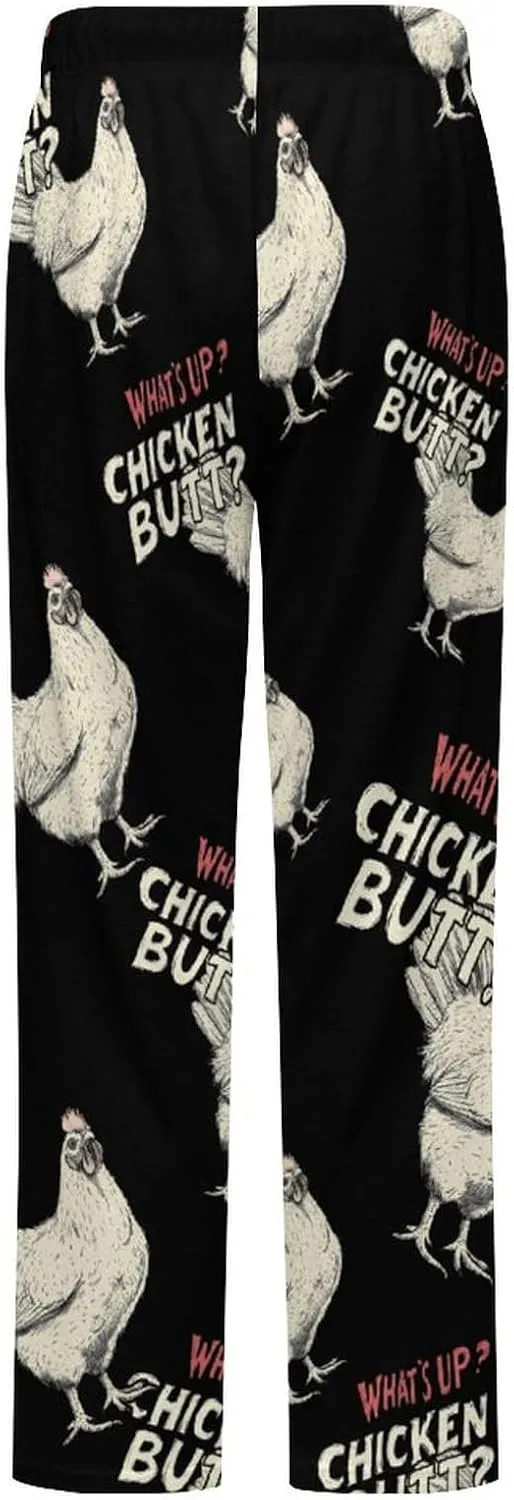Chicken Hen What Womens Flannel Pajama Pants Long Length Sleep Lounge Pants with Drawstring Belt Loungewear
