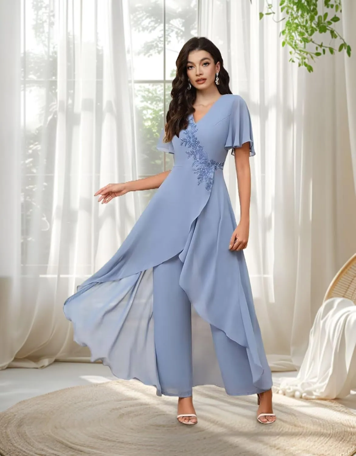 Chiffon Mother of The Bride Pant Suits for Wedding Guest Dresses Formal Outfit Womens Jumpsuit