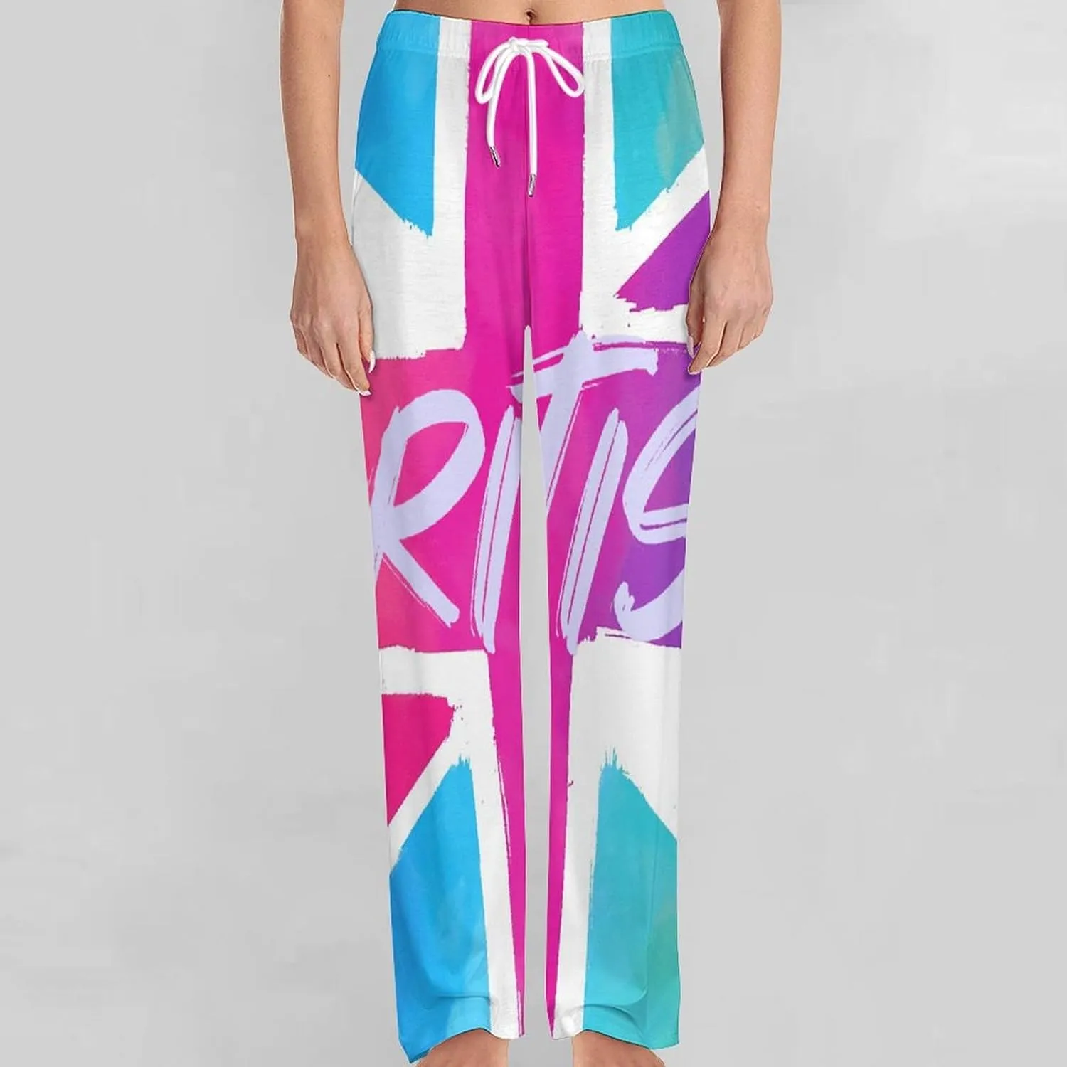 Colorful British Flag U.K Pajamas for Adult Bottoms Lounge Pants Sleepwear Loungewear with Elastic Waistband Unisex