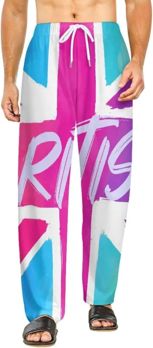 Colorful British Flag U.K Pajamas for Adult Bottoms Lounge Pants Sleepwear Loungewear with Elastic Waistband Unisex