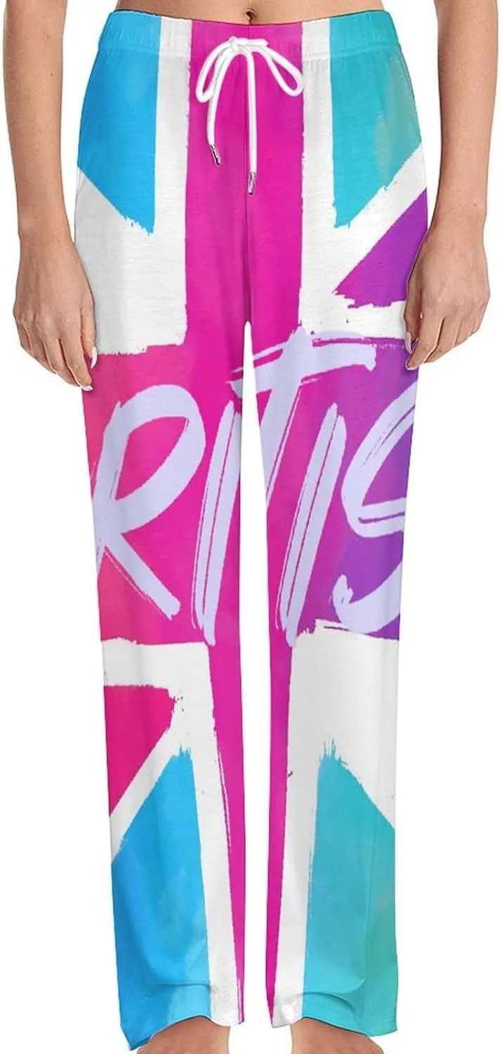 Colorful British Flag U.K Pajamas for Adult Bottoms Lounge Pants Sleepwear Loungewear with Elastic Waistband Unisex