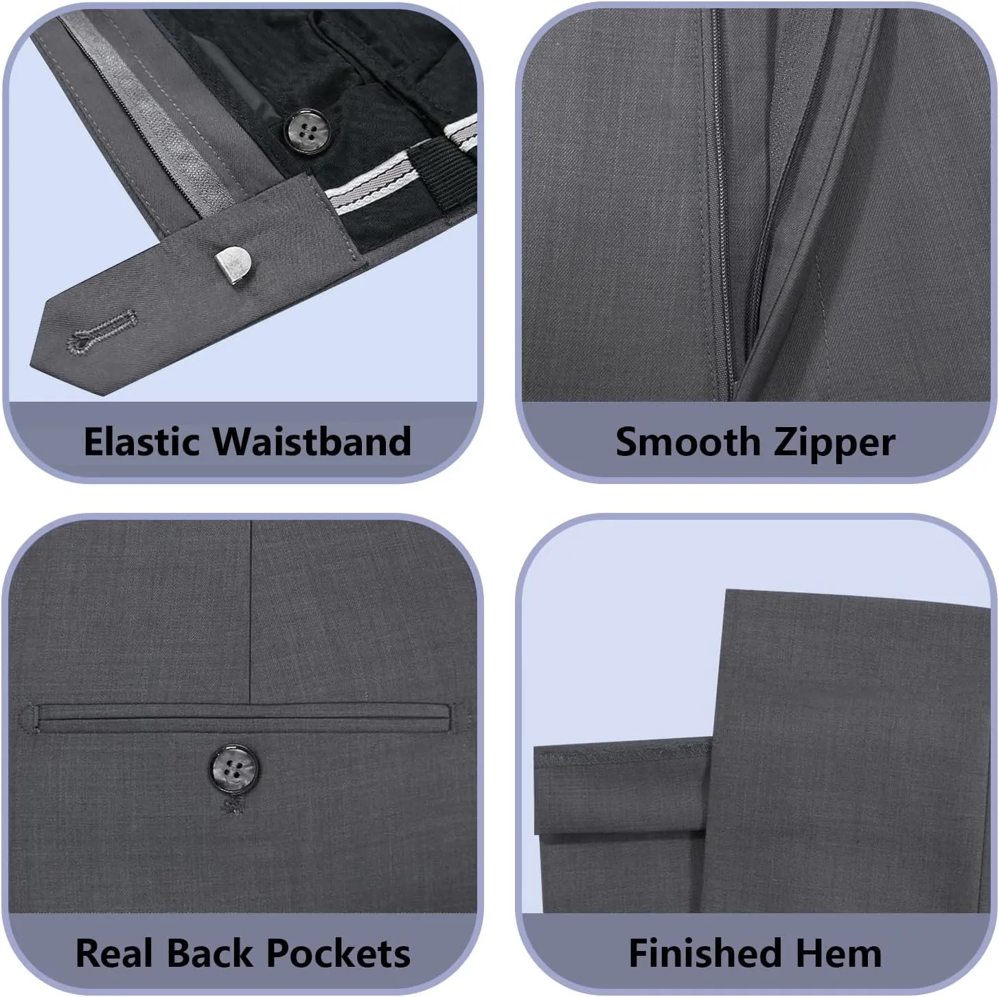 Cooper & Nelson Men's 3 Piece Slim Fit Suit Set, One Button Solid Jacket Vest Pants with Tie