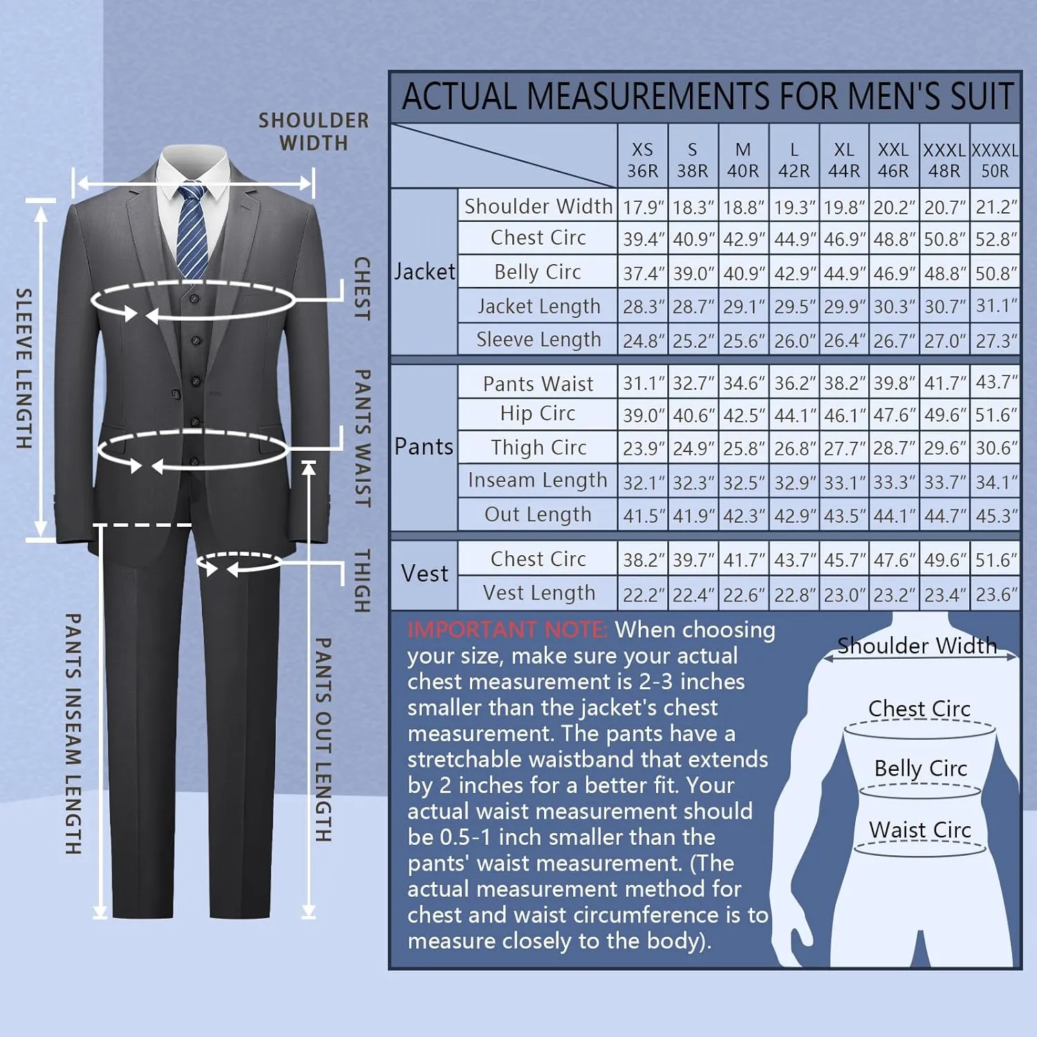 Cooper & Nelson Men's 3 Piece Slim Fit Suit Set, One Button Solid Jacket Vest Pants with Tie
