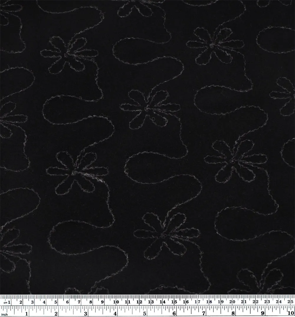 Deadstock Embroidered Wool Blend Coating - Black/Charcoal