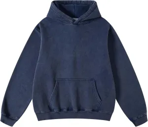 FAIABLE Mens Hoodies Pullover Oversized Hoodie Wash Plush Cotton Hooded Sweatshirt Vintage Heavyweight Hoodie Men Streetwear