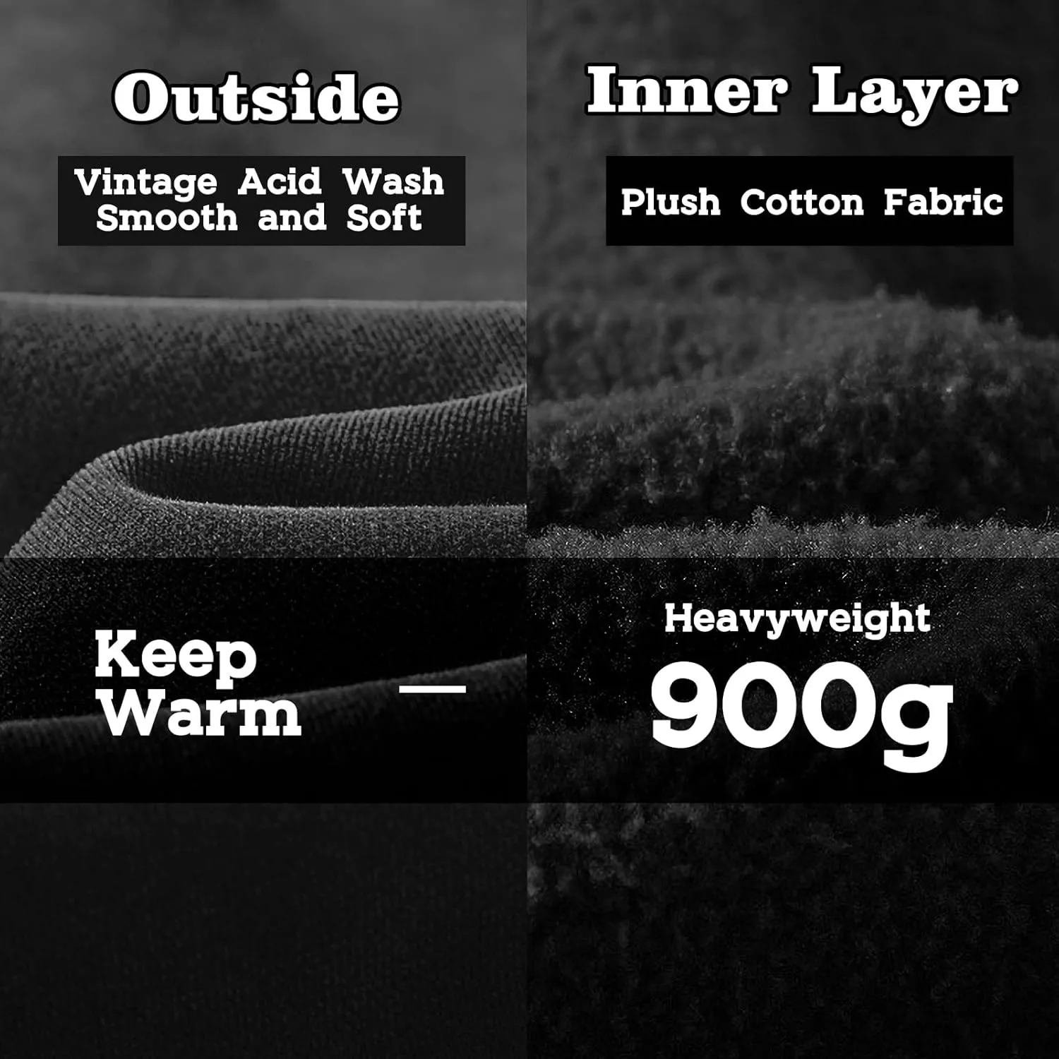 FAIABLE Mens Hoodies Pullover Oversized Hoodie Wash Plush Cotton Hooded Sweatshirt Vintage Heavyweight Hoodie Men Streetwear