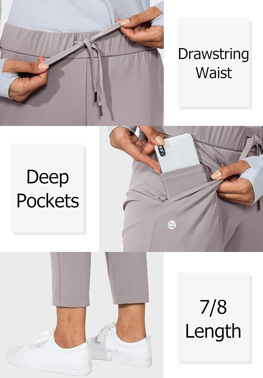G Gradual Women's Pants with Deep Pockets 7/8 Stretch Ankle Sweatpants for Golf, Athletic, Lounge, Travel, Work