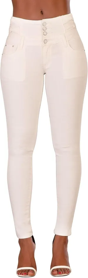 Glook Women's High Waisted Tummy Control Skinny Fit Jeans Pants