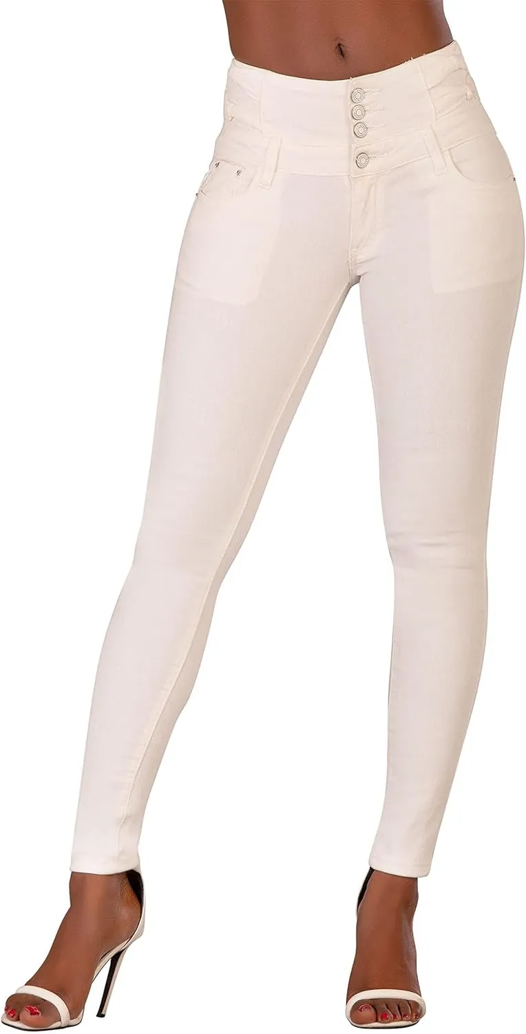 Glook Women's High Waisted Tummy Control Skinny Fit Jeans Pants