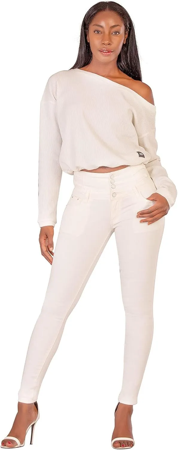 Glook Women's High Waisted Tummy Control Skinny Fit Jeans Pants