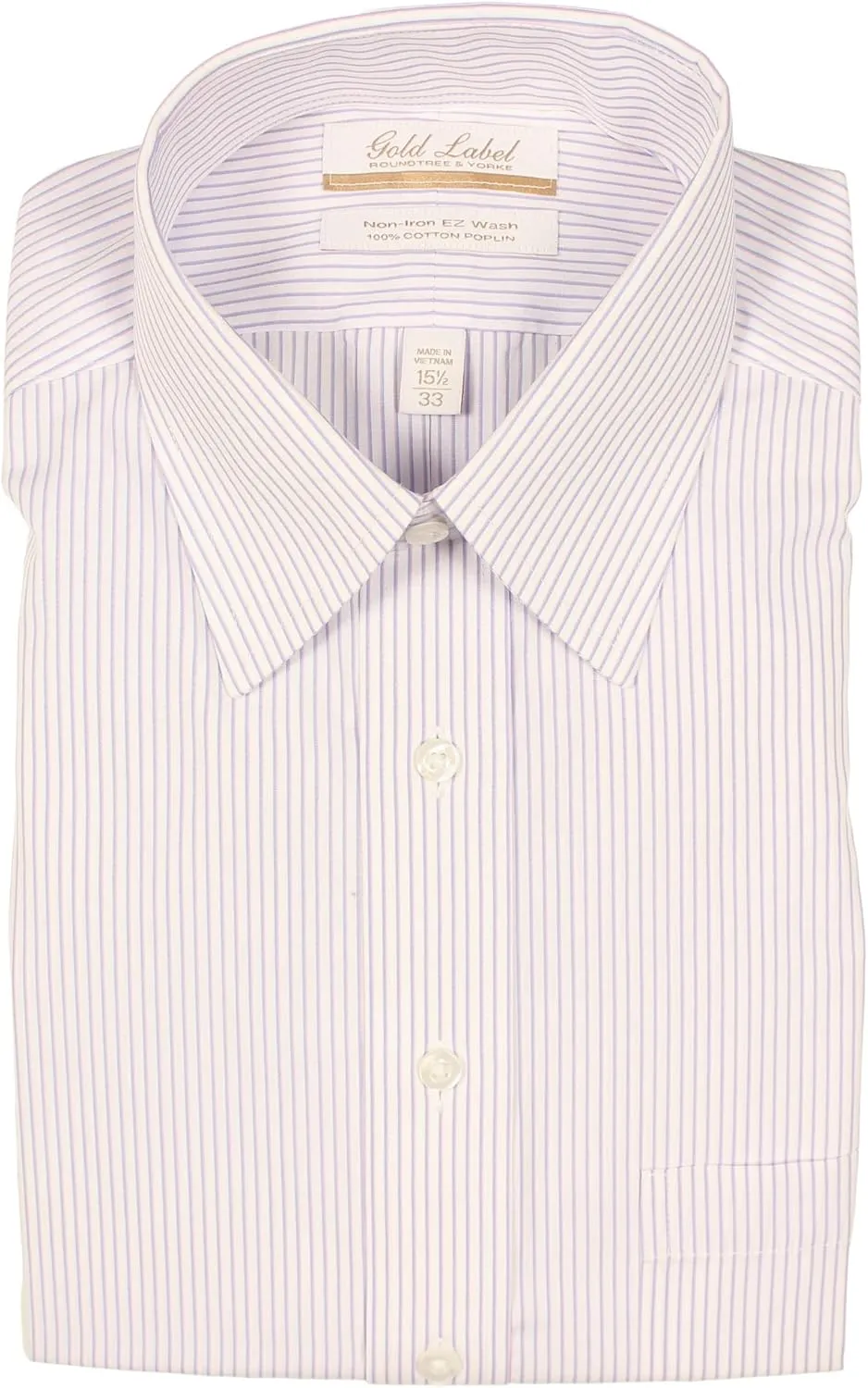 Gold Label Men's Big and Tall Point Collar Dress Shirt Long Sleeve with Pocket, Non-Iron Wrinkle-Resistant