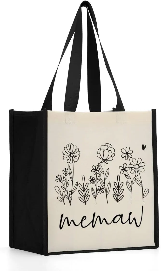 Grandma Mimi Gigi Grammy Nana Memaw Nanny Mama Mum Mom Auntie Gifts Reusable Canvas Tote Bag for Women