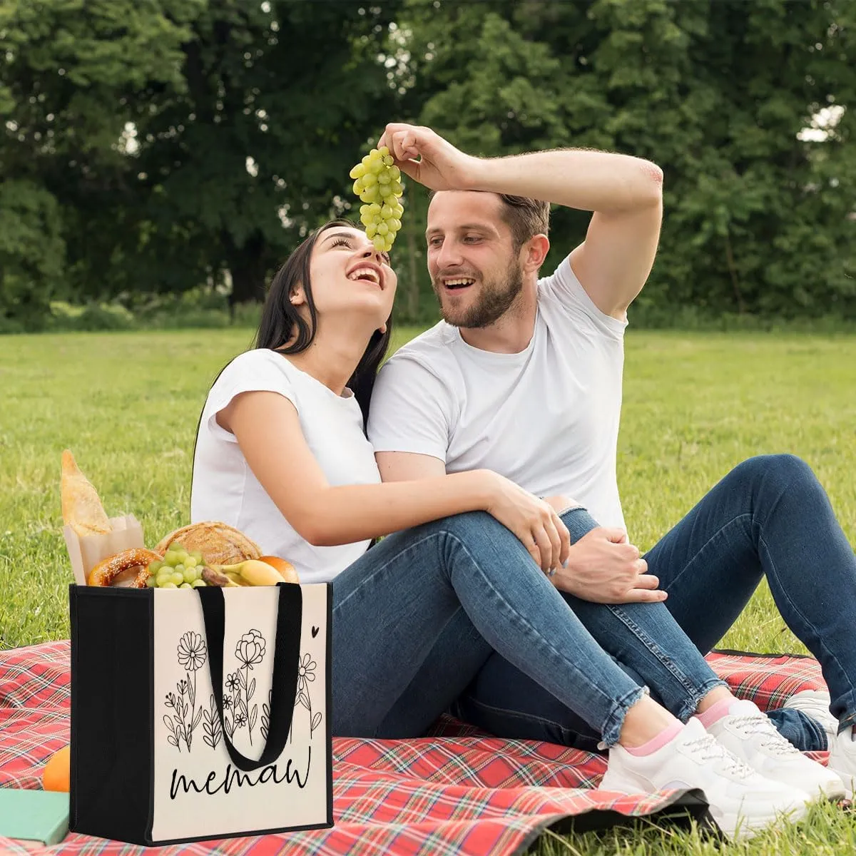 Grandma Mimi Gigi Grammy Nana Memaw Nanny Mama Mum Mom Auntie Gifts Reusable Canvas Tote Bag for Women