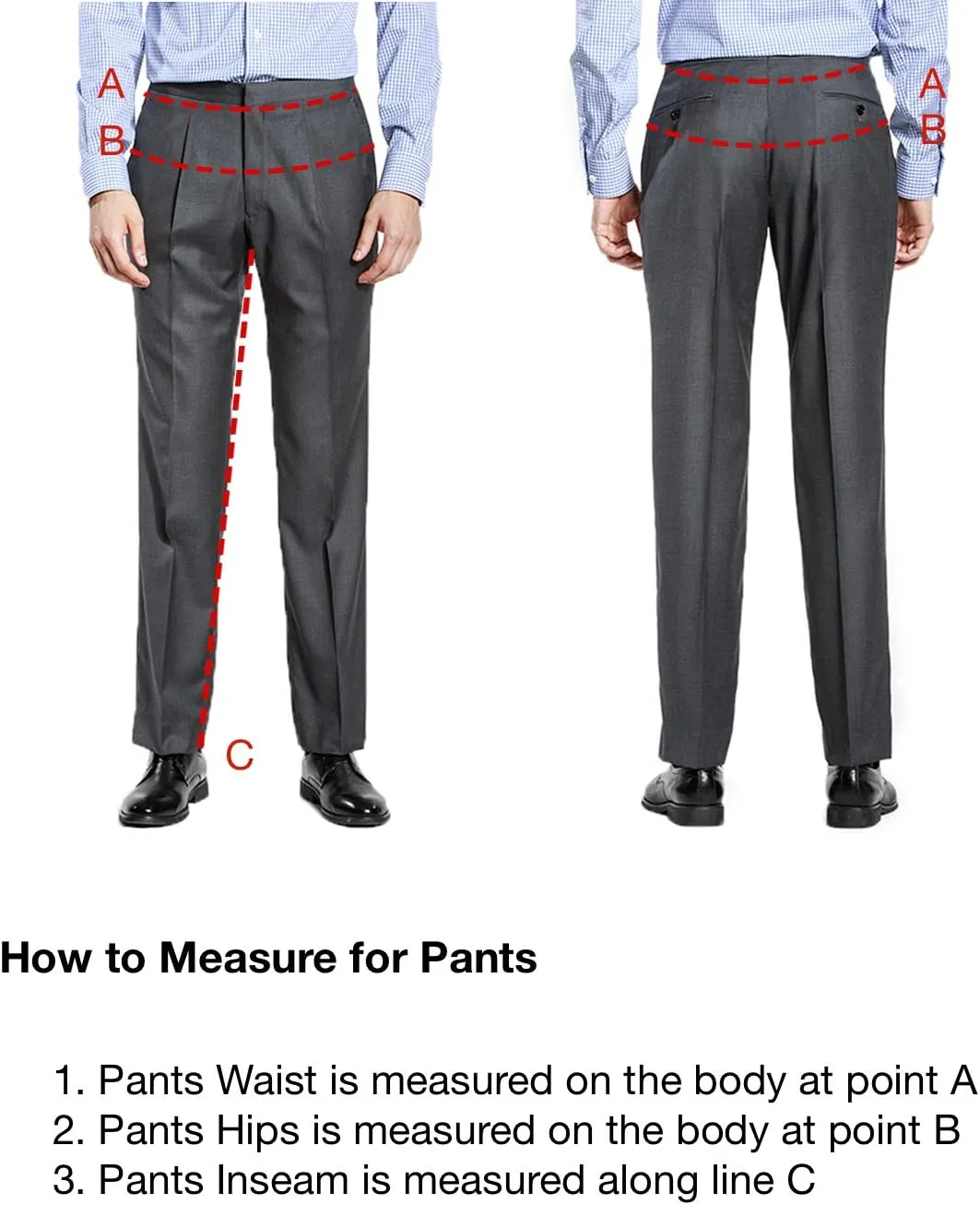 HBDesign Mens Formal Dress Slim Fit Flat Straight Iron Free Pants Black