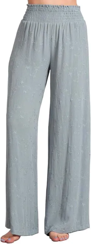 HEYHUN Womens Palazzo Pants Tie Dye Boho Gauze Casual & Lounge Wide Leg Bottoms S-XL