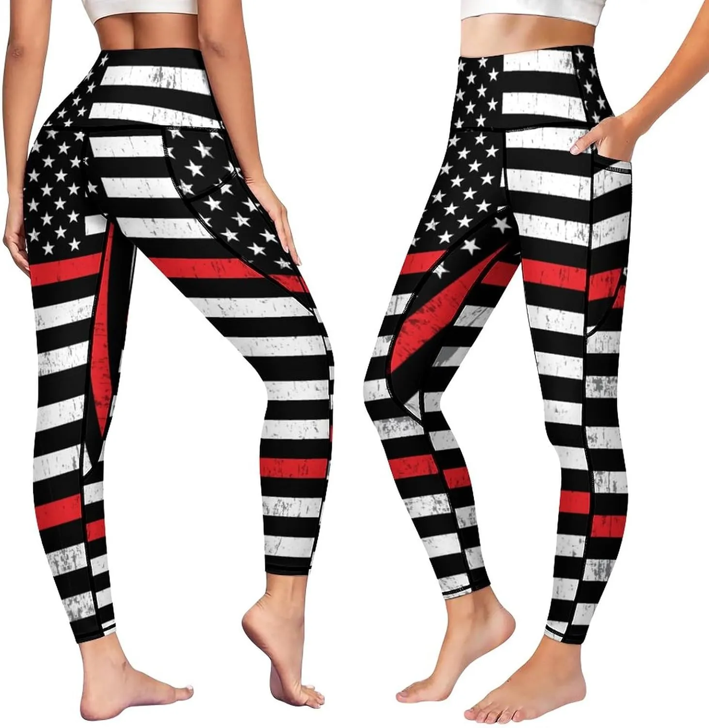 High Waist Yoga Pants with Pockets Tummy Control Workout Running 4 Way Stretch Yoga Leggings for Girls Women