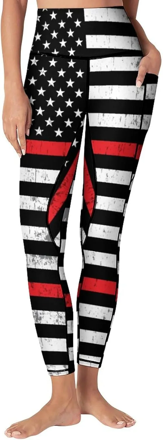High Waist Yoga Pants with Pockets Tummy Control Workout Running 4 Way Stretch Yoga Leggings for Girls Women
