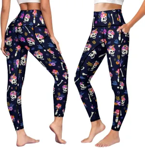 High Waist Yoga Pants with Pockets Tummy Control Workout Running 4 Way Stretch Yoga Leggings for Girls Women