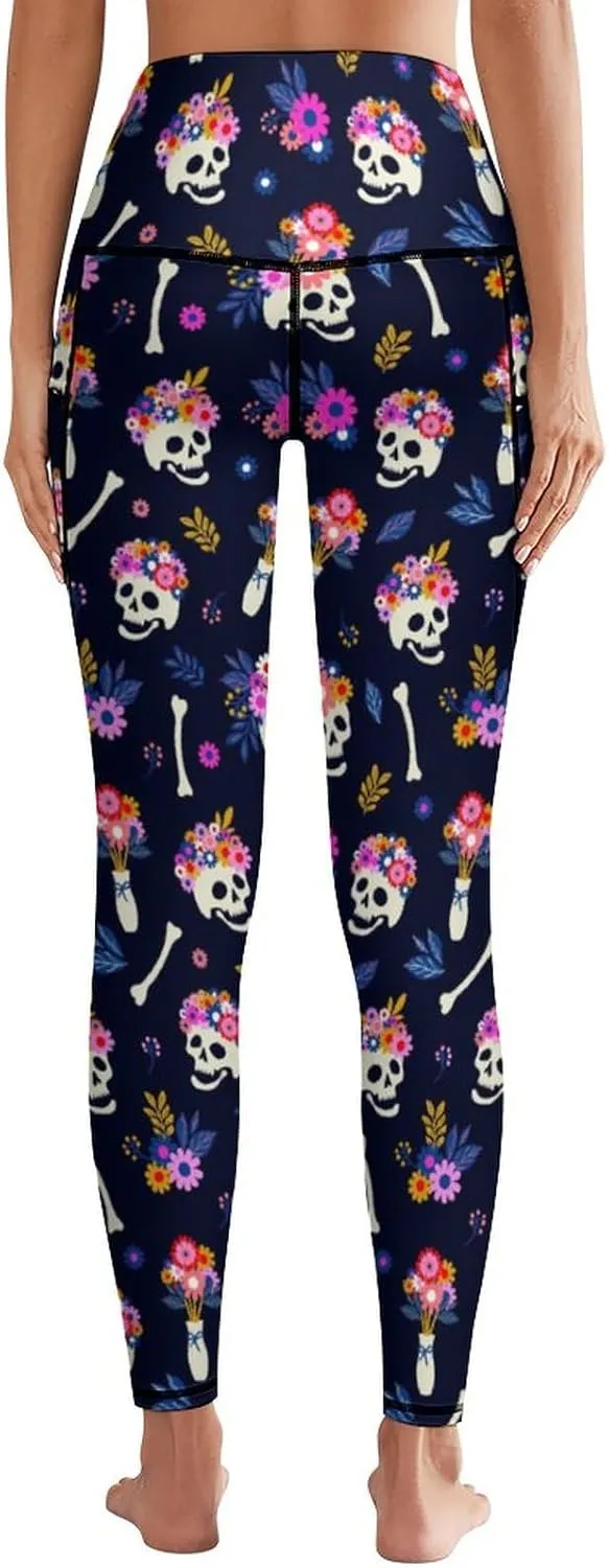 High Waist Yoga Pants with Pockets Tummy Control Workout Running 4 Way Stretch Yoga Leggings for Girls Women