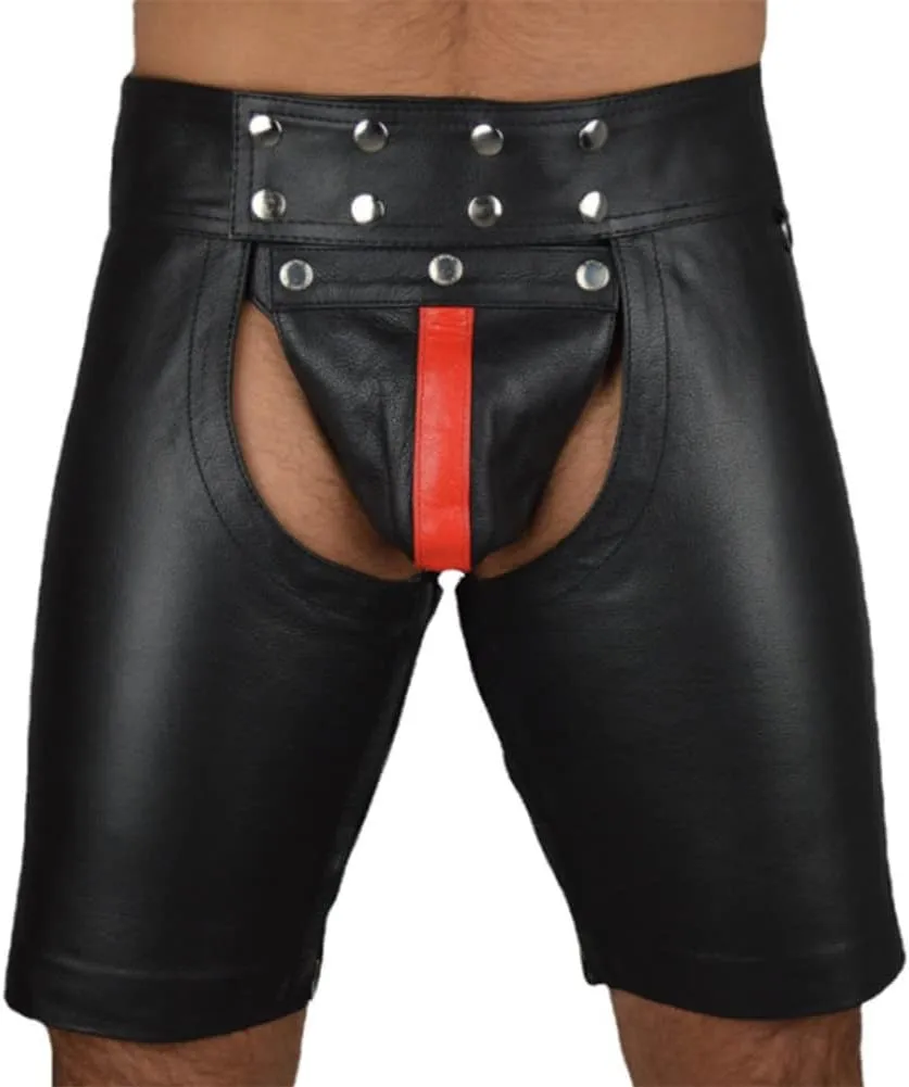 HSQSMWJ Men's Faux Leather Wetlook Short Pants Boxers Lingerie Clubwear