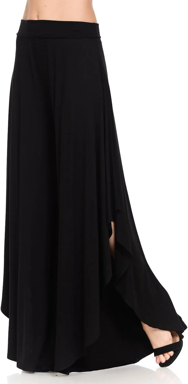 JDJ CO. Women's Layered Wide Leg Flowy Cropped Palazzo Pants, 3/4 Length High Waist Palazzo Wide Legs Capri Pants