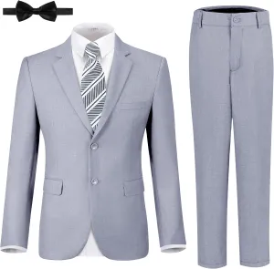 JPF Boys Formal Suits Slim Fit 5 Piece Kids Suit Jacket Pants Set with Dress Shirt and Tie for Wedding Prom