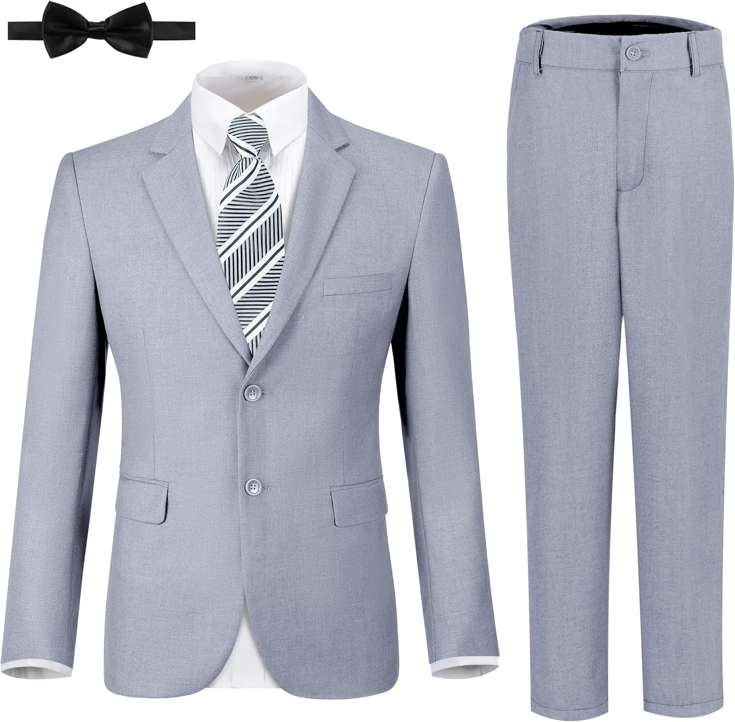 JPF Boys Formal Suits Slim Fit 5 Piece Kids Suit Jacket Pants Set with Dress Shirt and Tie for Wedding Prom