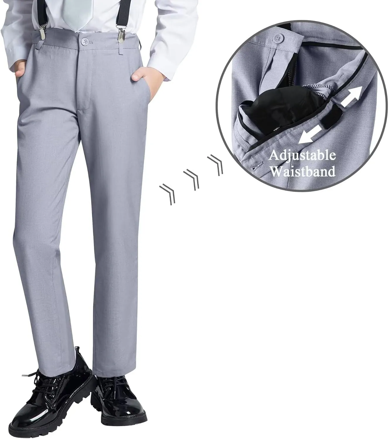 JPF Boys Formal Suits Slim Fit 5 Piece Kids Suit Jacket Pants Set with Dress Shirt and Tie for Wedding Prom